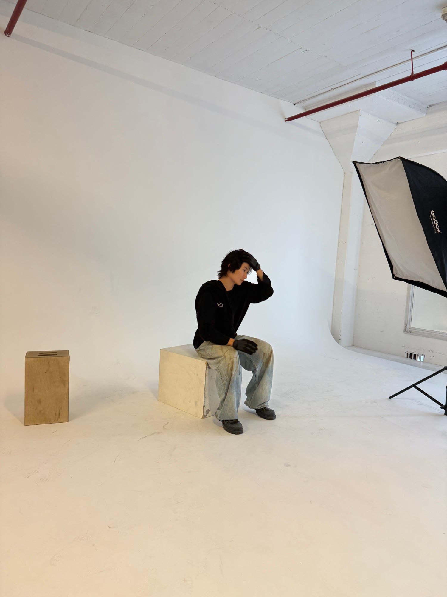 photo shoot on a white cyc