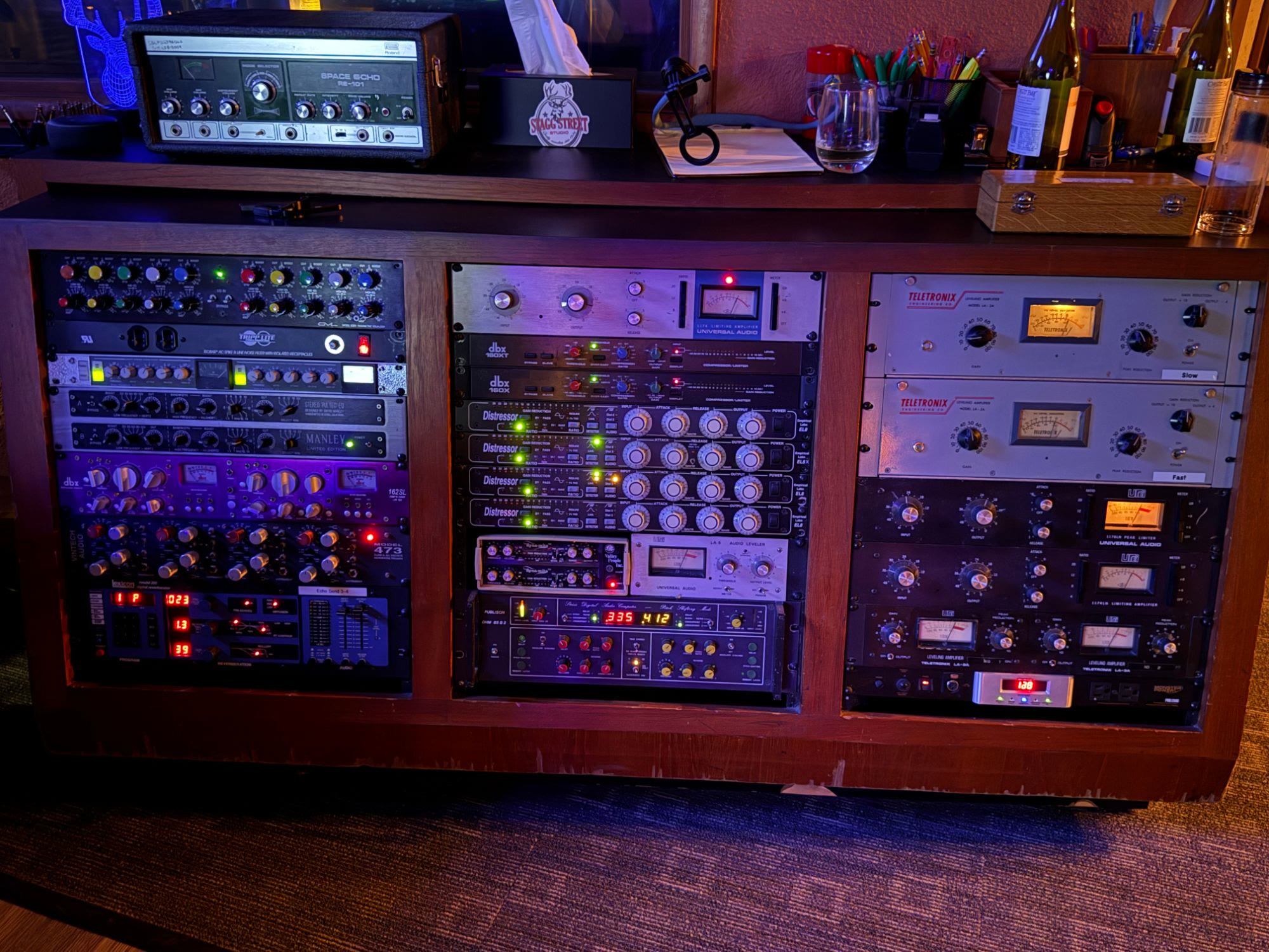 outboard gear rack at the studio