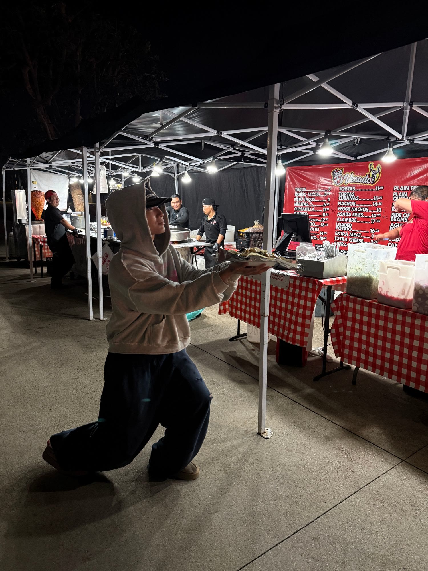 taco stand at night